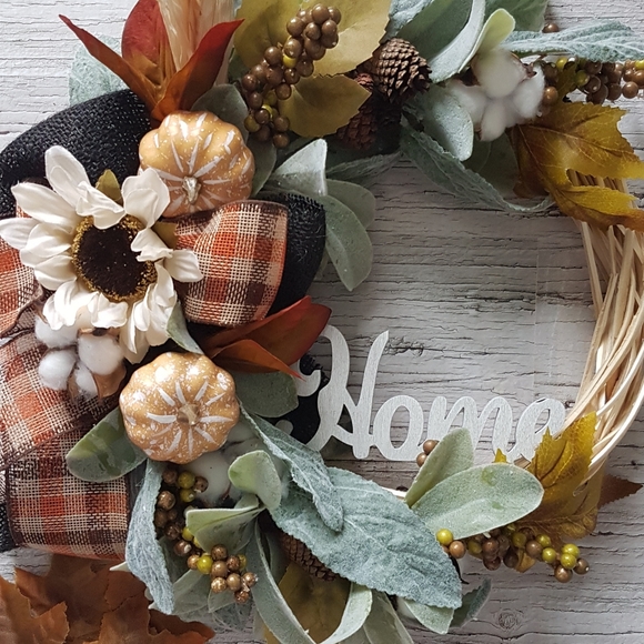 Fall Farmhouse Wreath Handmade Autumn Wreath Decor - Picture 5 of 5